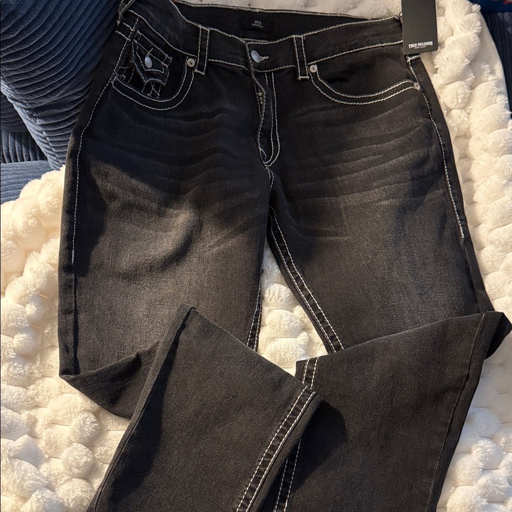 True Religion Black Geno Relaxed Slim Jeans